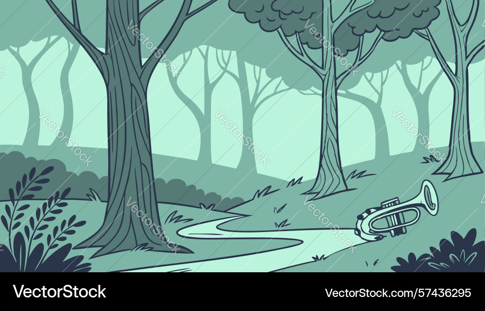 Forest clearing with path and stream design vector image