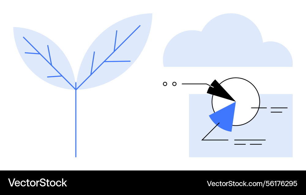 Leaf with cloud and diagram visualizing growth Leaf with cloud and diagram visualizing growth vector image