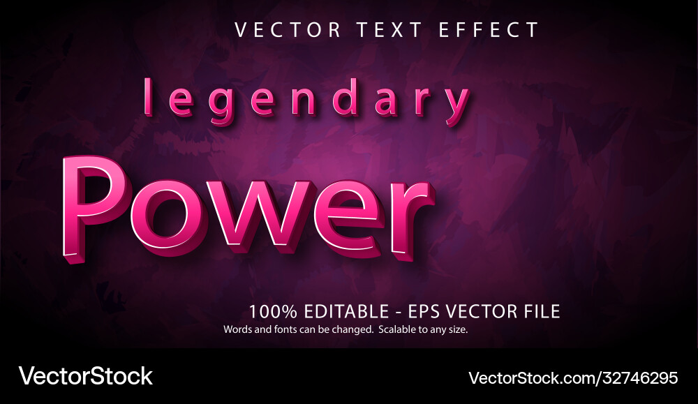 Legendary power text game style editable Vector Image