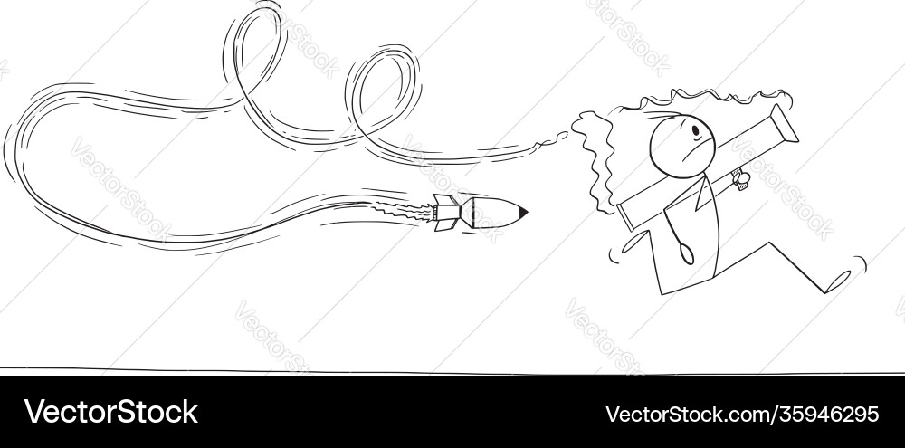 Man Launching Himself with Rocket Vector Image