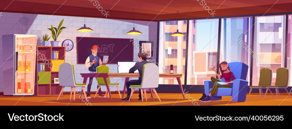 Menschen in Loft Coworking Office entwickeln Idee Menschen in Loft Coworking Office entwickeln Idee vektorbild