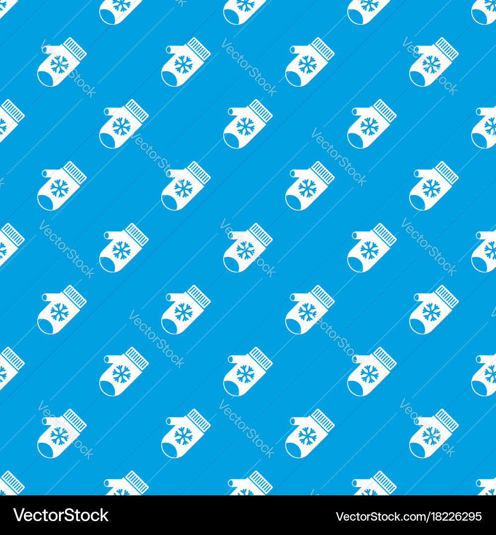 Mitten with snowflake pattern seamless blue vector image