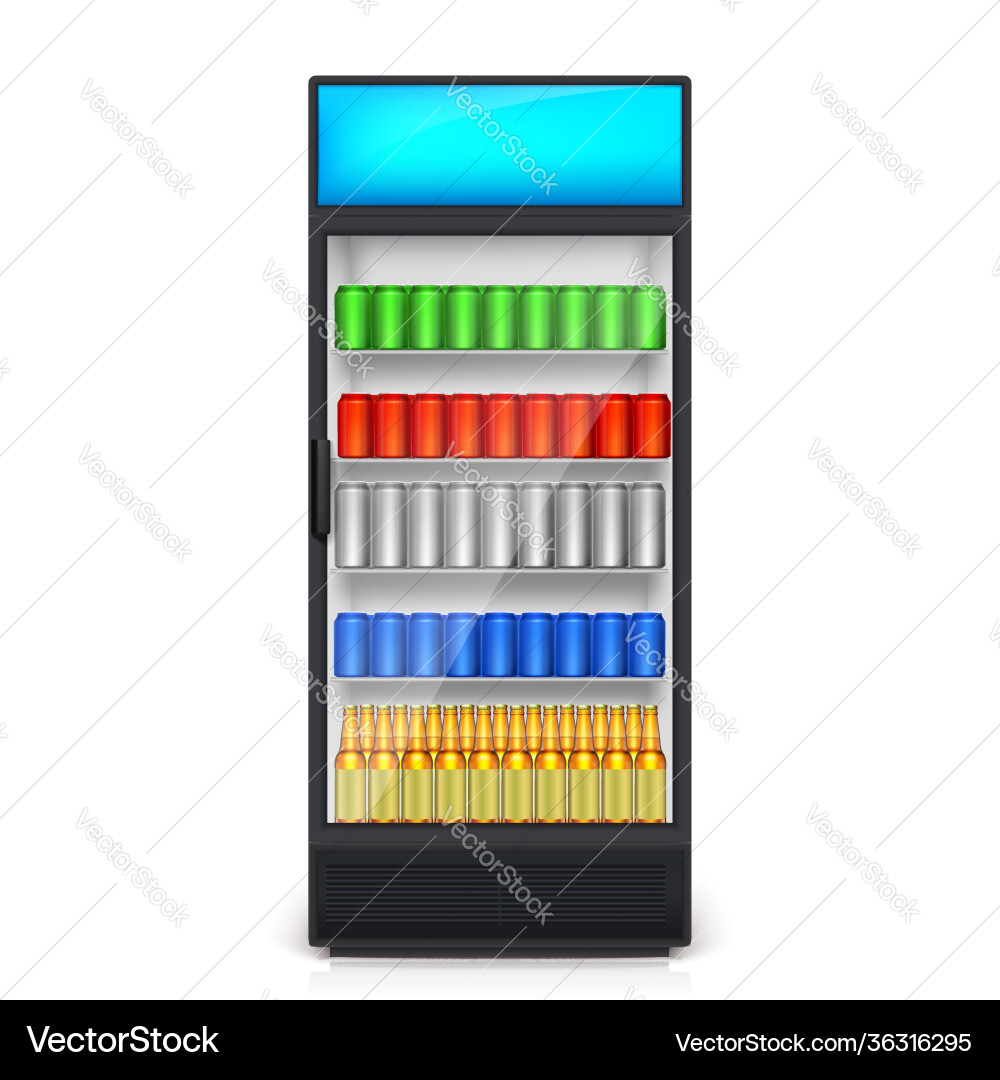 Vending machine cans and bottles with blank vector image