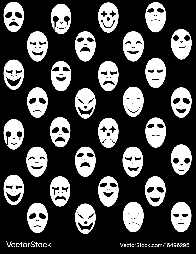 White Ghost Mask Pattern Vector Image