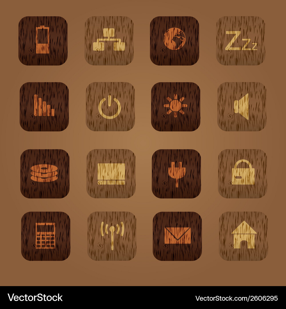 Wood texture computer buttons eps10 Vector Image
