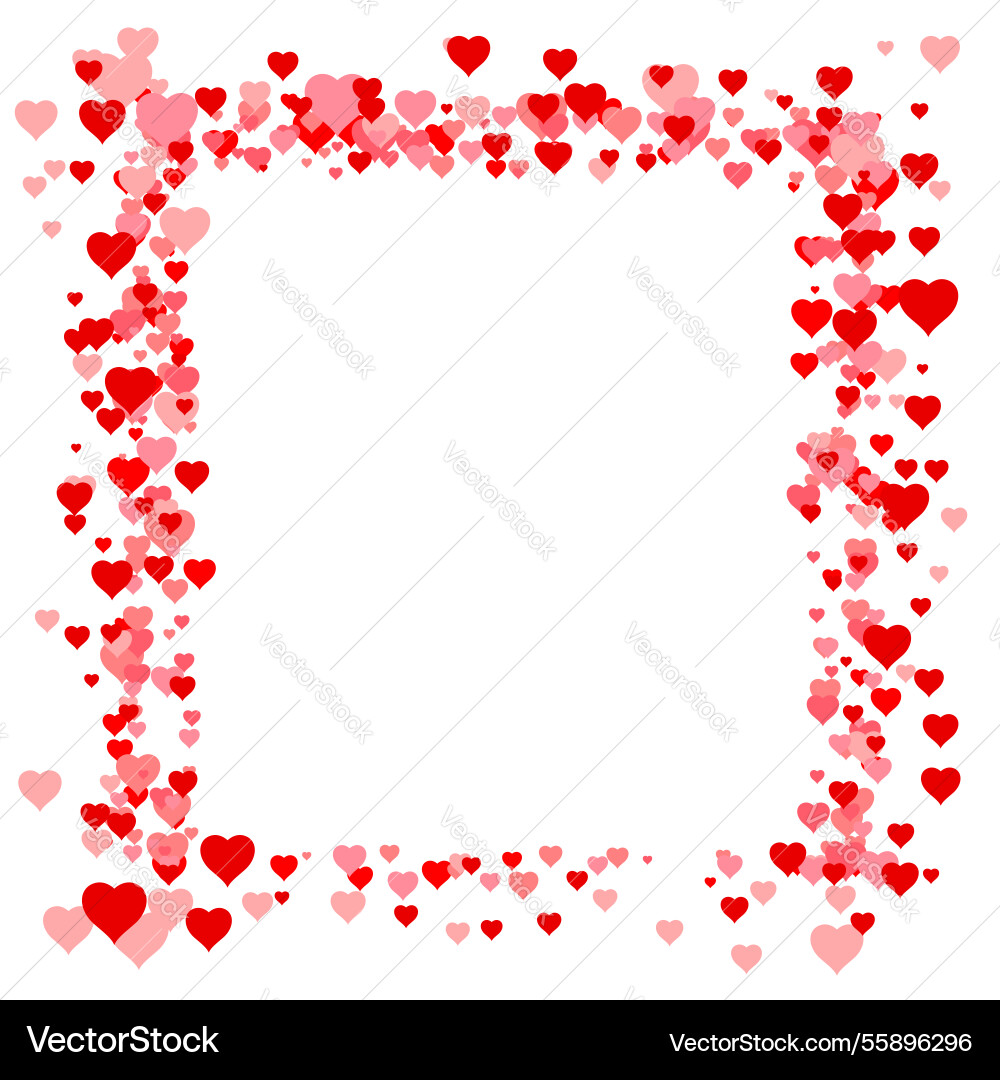 Chaotic pattern of hearts square frame background Chaotic pattern of hearts square frame background vector image