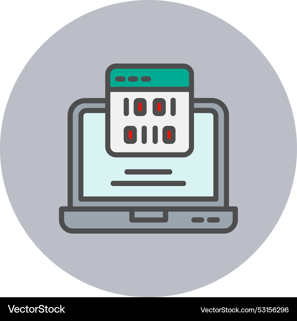 Coding line filled circle icon vector image