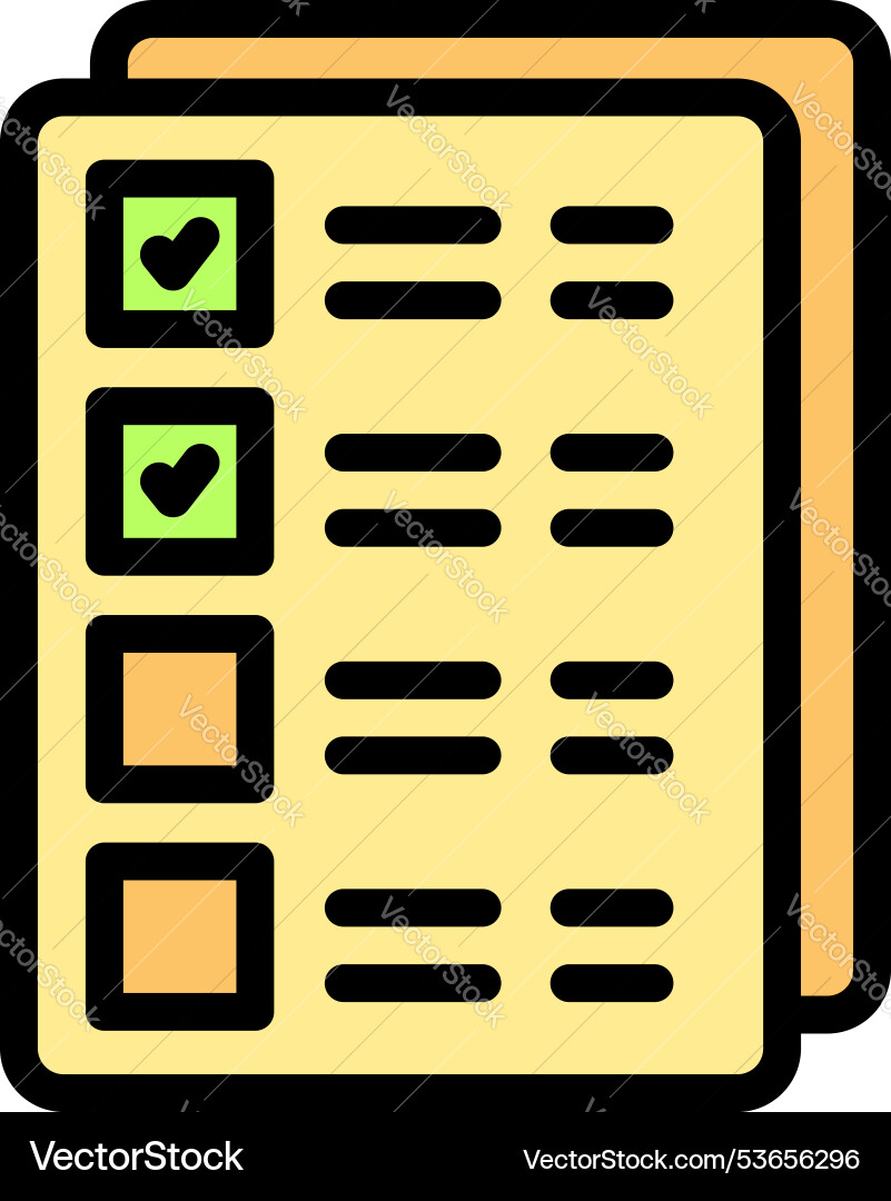 Completing tasks on checklist with check marks Completing tasks on checklist with check marks vector image