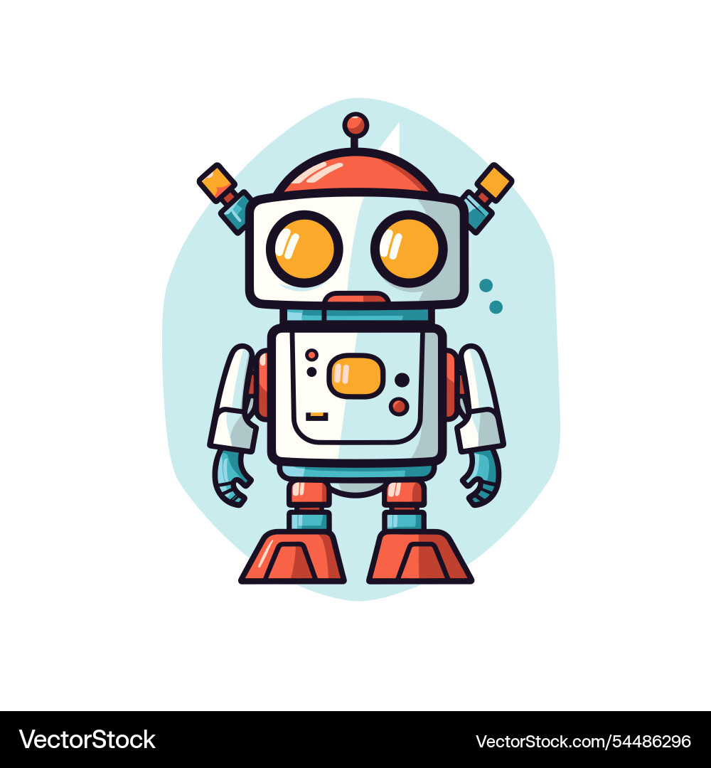 Fun colorful robot character with bright features Vector Image