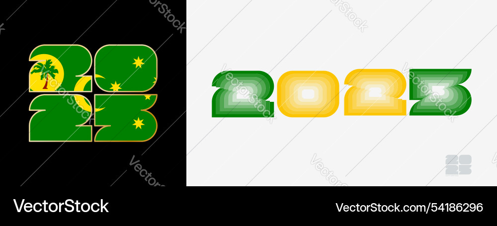 Jahr 2025 mit Flagge der Cocos Inseln und in der Farbe Jahr 2025 mit Flagge der Cocos Inseln und in der Farbe vektorbild