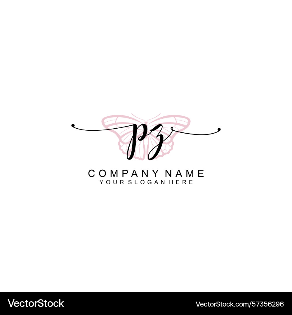 Minimalist handwritten pz initial logos with soft Minimalist handwritten pz initial logos with soft Vector Image