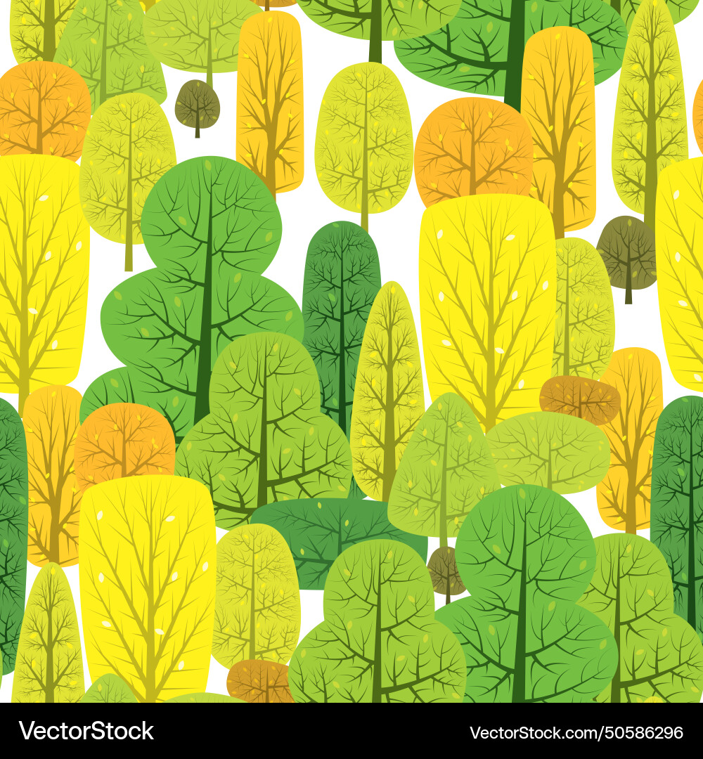 Seamless pattern with various autumn trees Seamless pattern with various autumn trees Vector Image