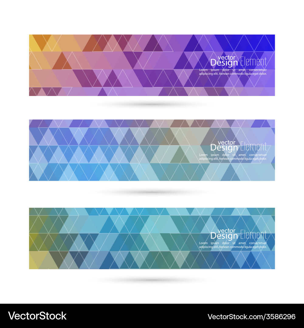 Set of banners with triangles and polygon mesh vector image