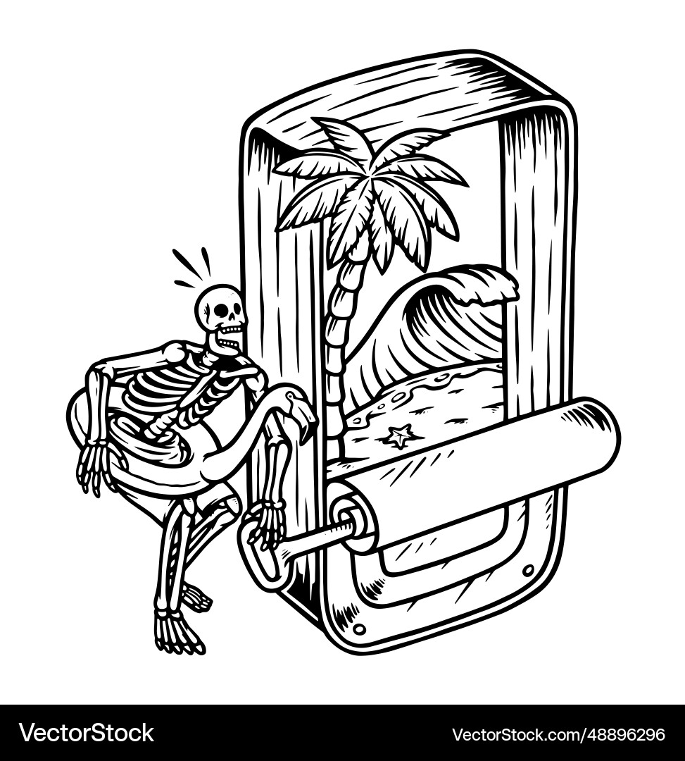 Skull öffnet die Dose mit Strand Skull öffnet die Dose mit Strand vektorbild