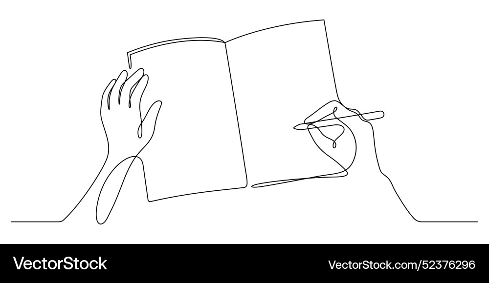 Writing on blank notebook top view one line Writing on blank notebook top view one line vector image