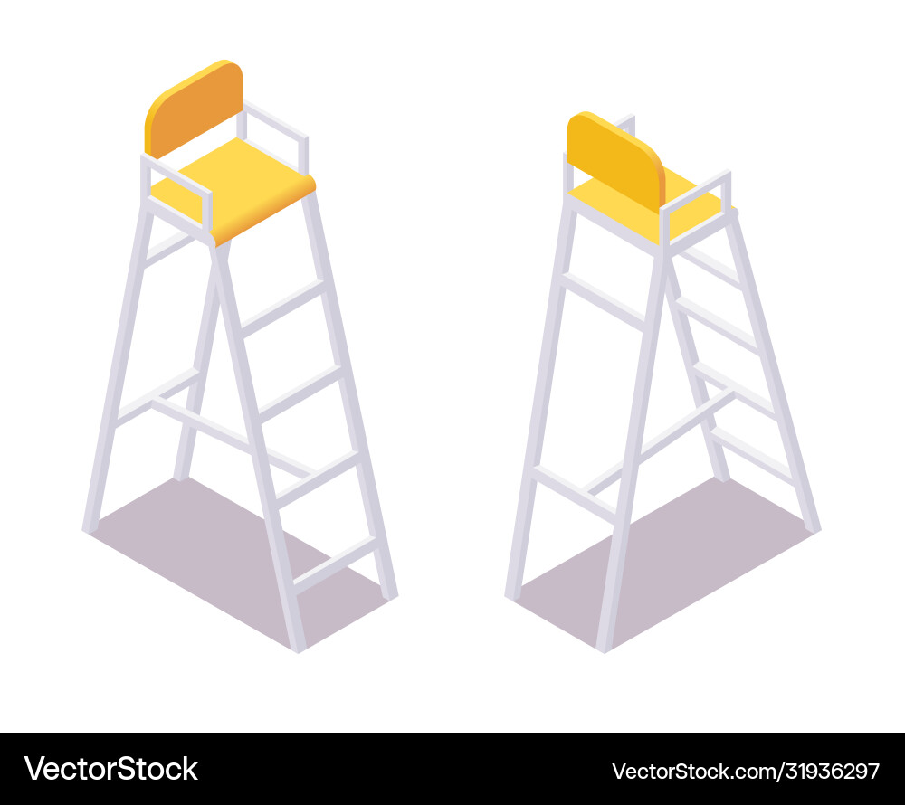 Isometric referee umpire chair volleyball water Isometric referee umpire chair volleyball water vector image