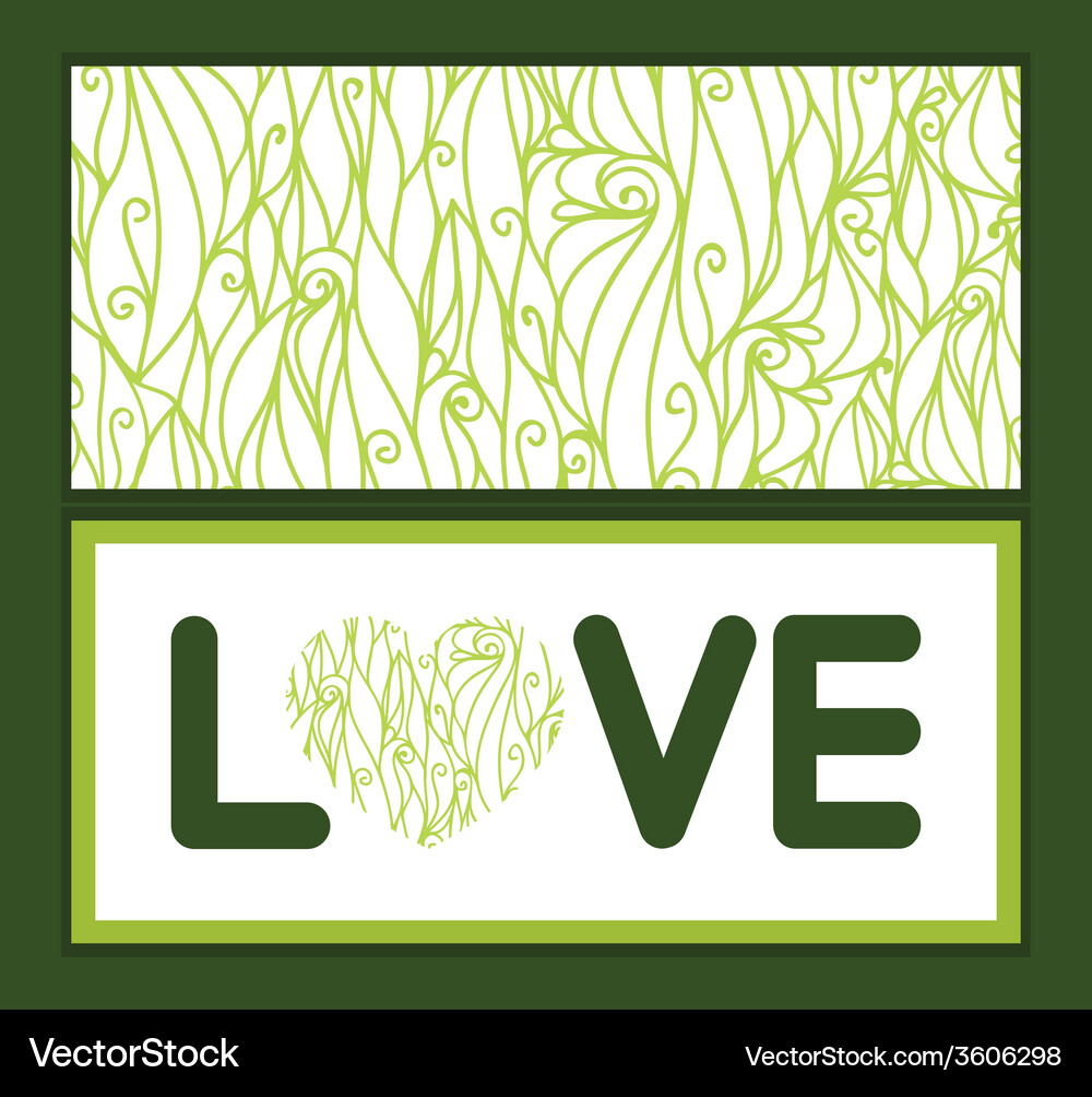 Abstract swirls texture love text frame pattern Vector Image