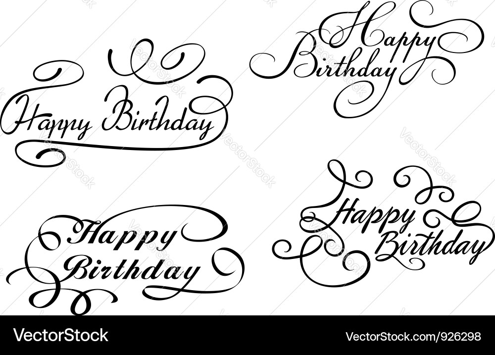 Calligraphic Birthday Embellishments Vector Image