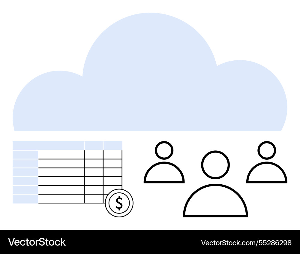 Cloud-based financial data sharing with team Cloud-based financial data sharing with team vector image
