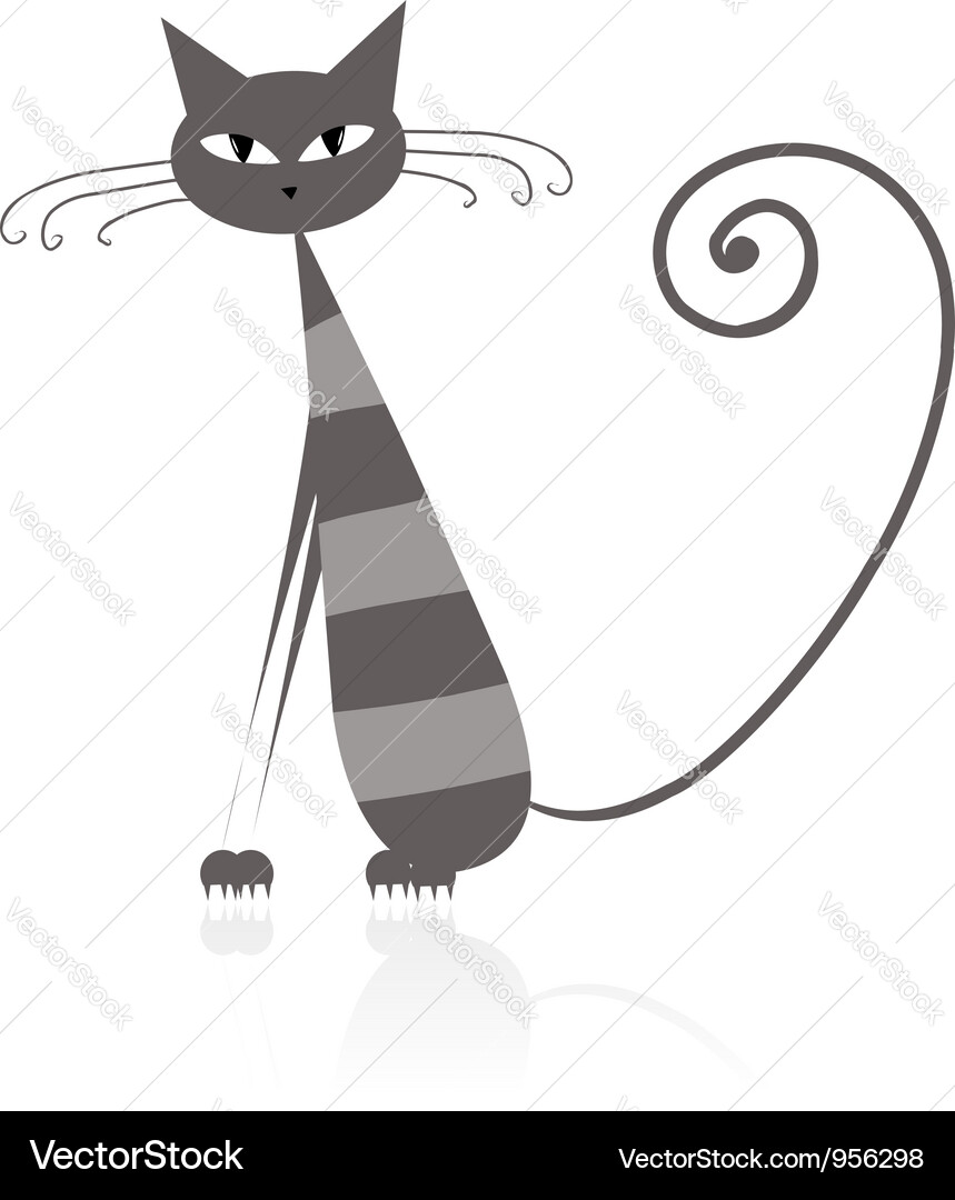Grey Striped Cat Vector Image