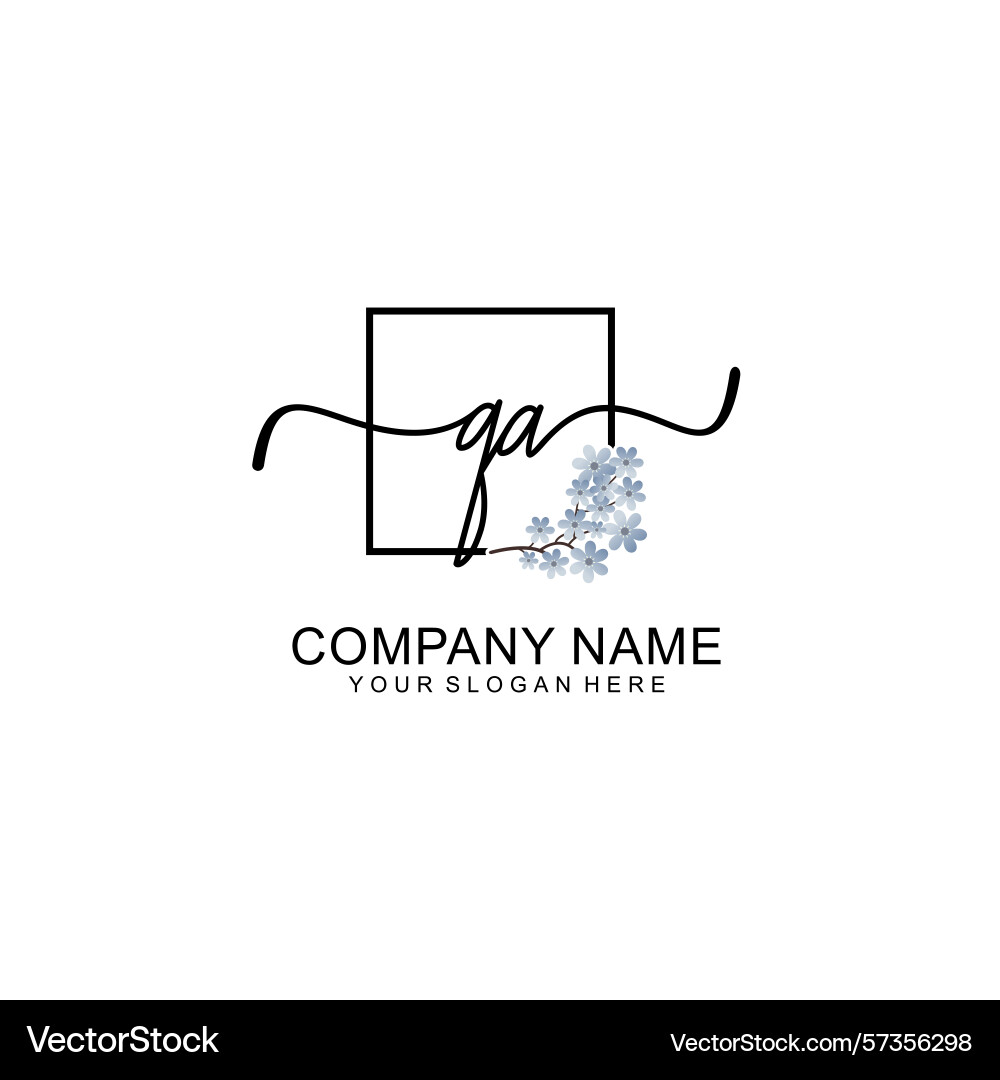 Minimalist floral circle logo with qa initials Minimalist floral circle logo with qa initials Vector Image