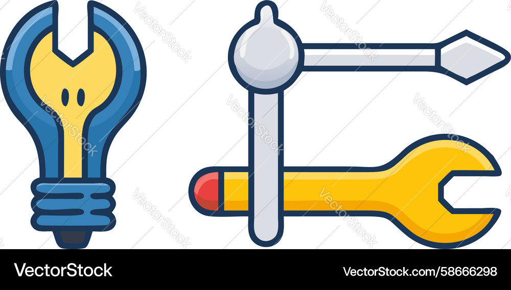 Toolkit with lightbulb and wrench for smart Vector Image