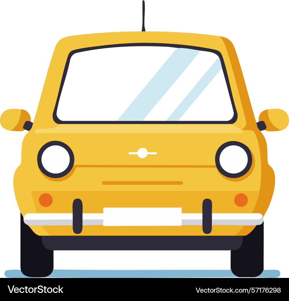 Yellow compact car front view with simple design Yellow compact car front view with simple design Vector Image