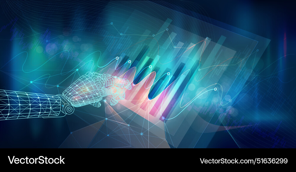 Abstract infographic with ai interaction vector image