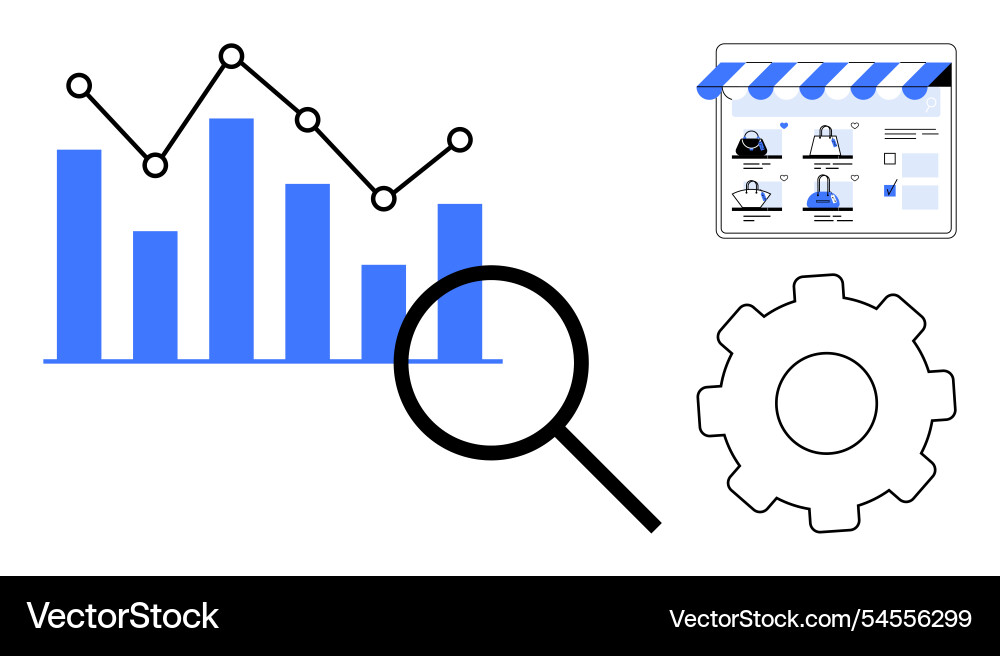 Business data analysis with bar chart Business data analysis with bar chart vector image