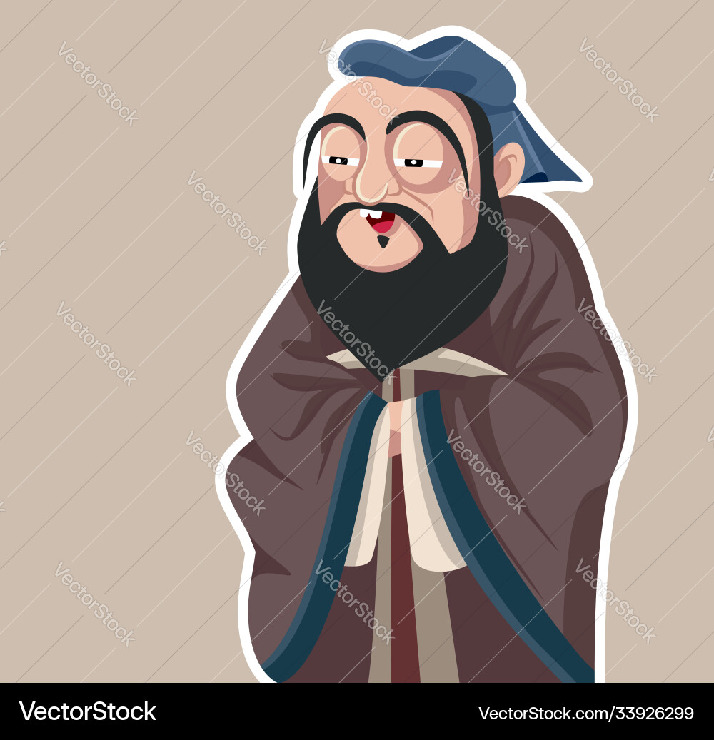 Chinese philosopher confucius caricature Chinese philosopher confucius caricature vector image