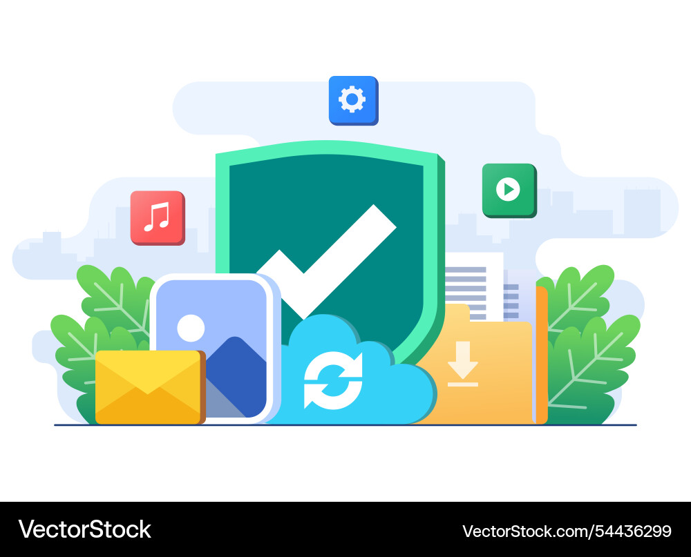 Cloud computing and database service synchronize Vector Image