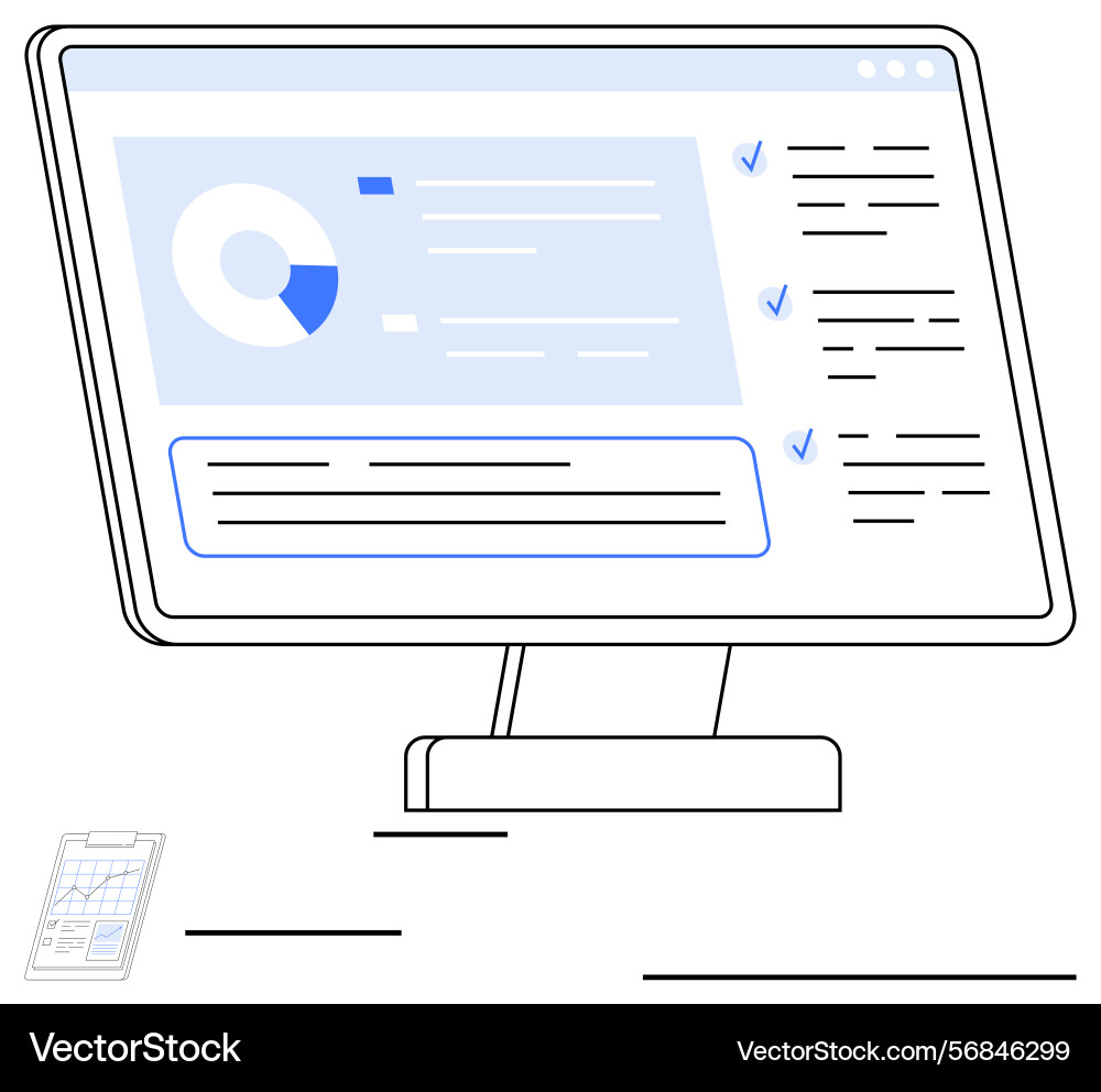 Computer monitor displaying infographic Computer monitor displaying infographic Vector Image