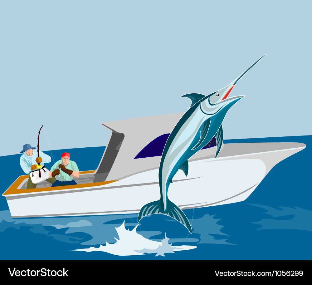 Energetic Blue Marlin Jump Vector Image