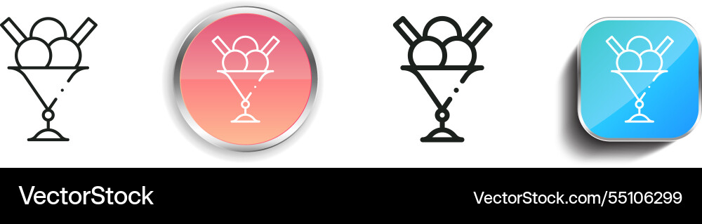 Ice cream icon thin linear regular and button Vector Image