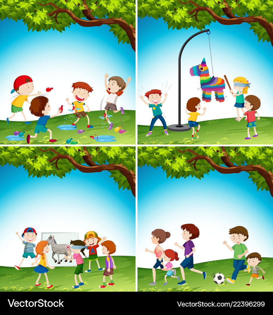 Kids with fun activity Vector Image