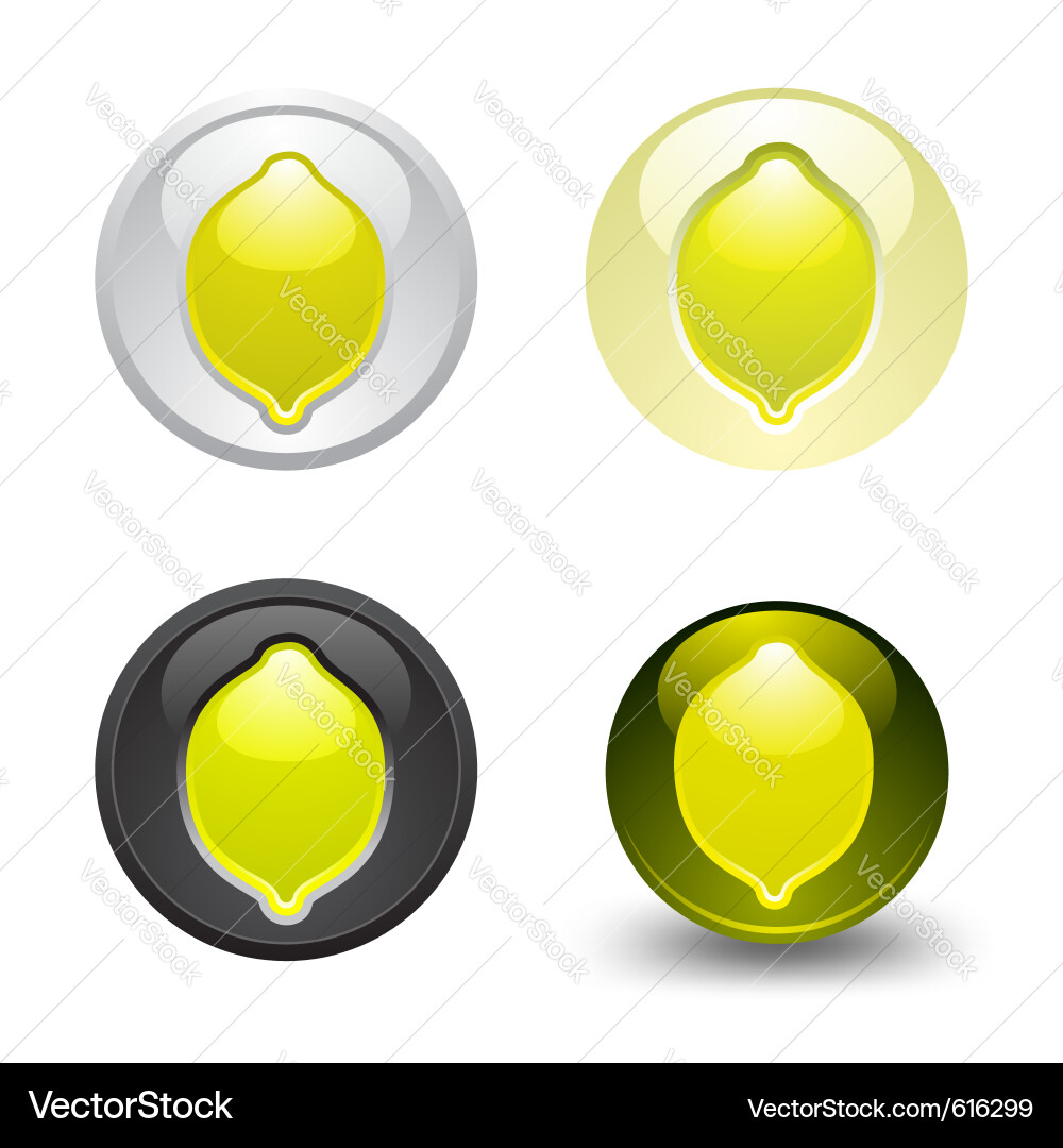 Lemon button set web 20 icons Vector Image