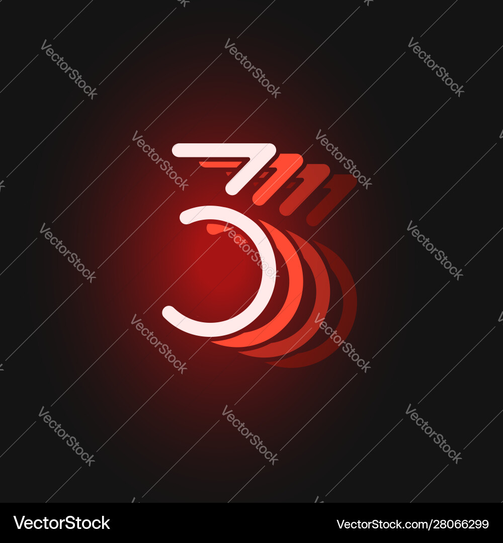 Red Neon Character Font - 3D Effect vector image