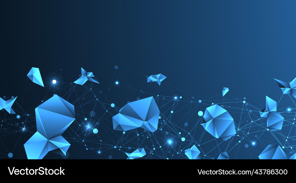 Connected polygons glowing blue plexus background Connected polygons glowing blue plexus background vector image