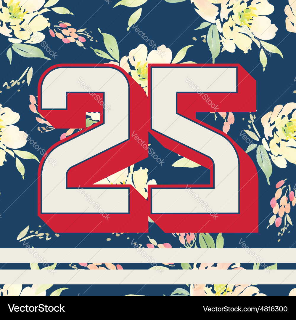 Floral Number T-Shirt Print vector image