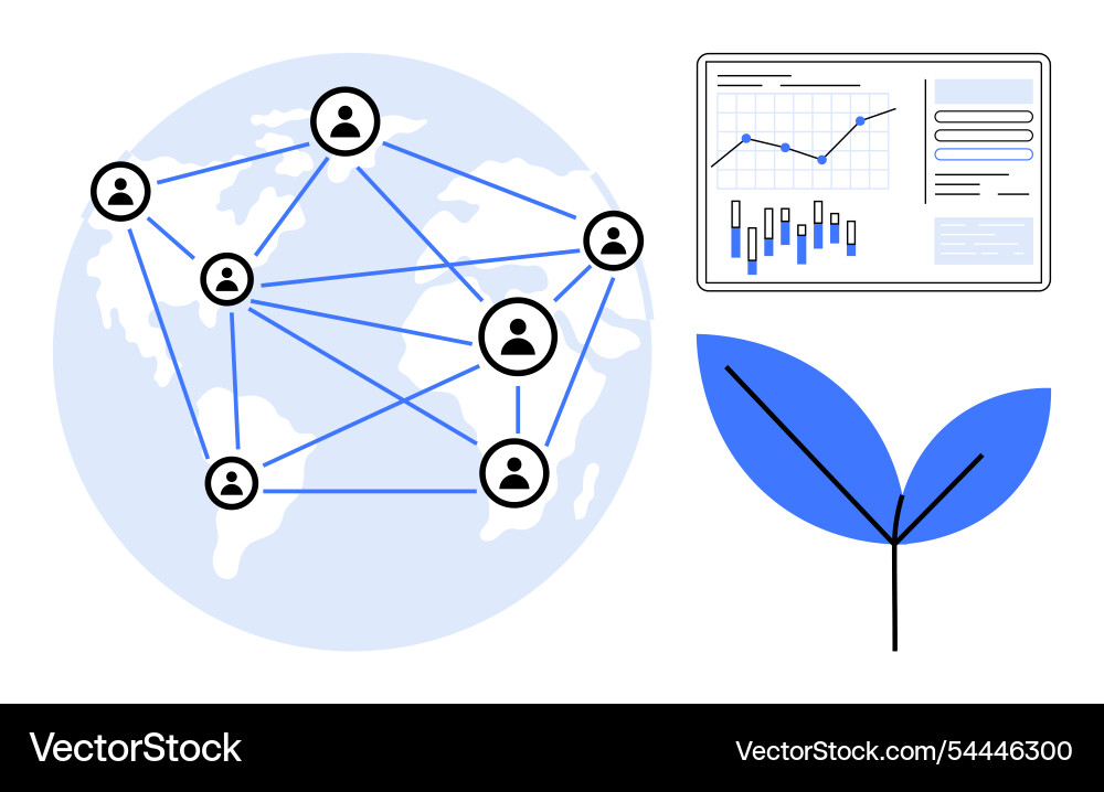 Global network connections data analytics Global network connections data analytics vector image