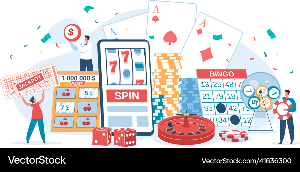 Online casino gambling lucky people winning Online casino gambling lucky people winning vector image