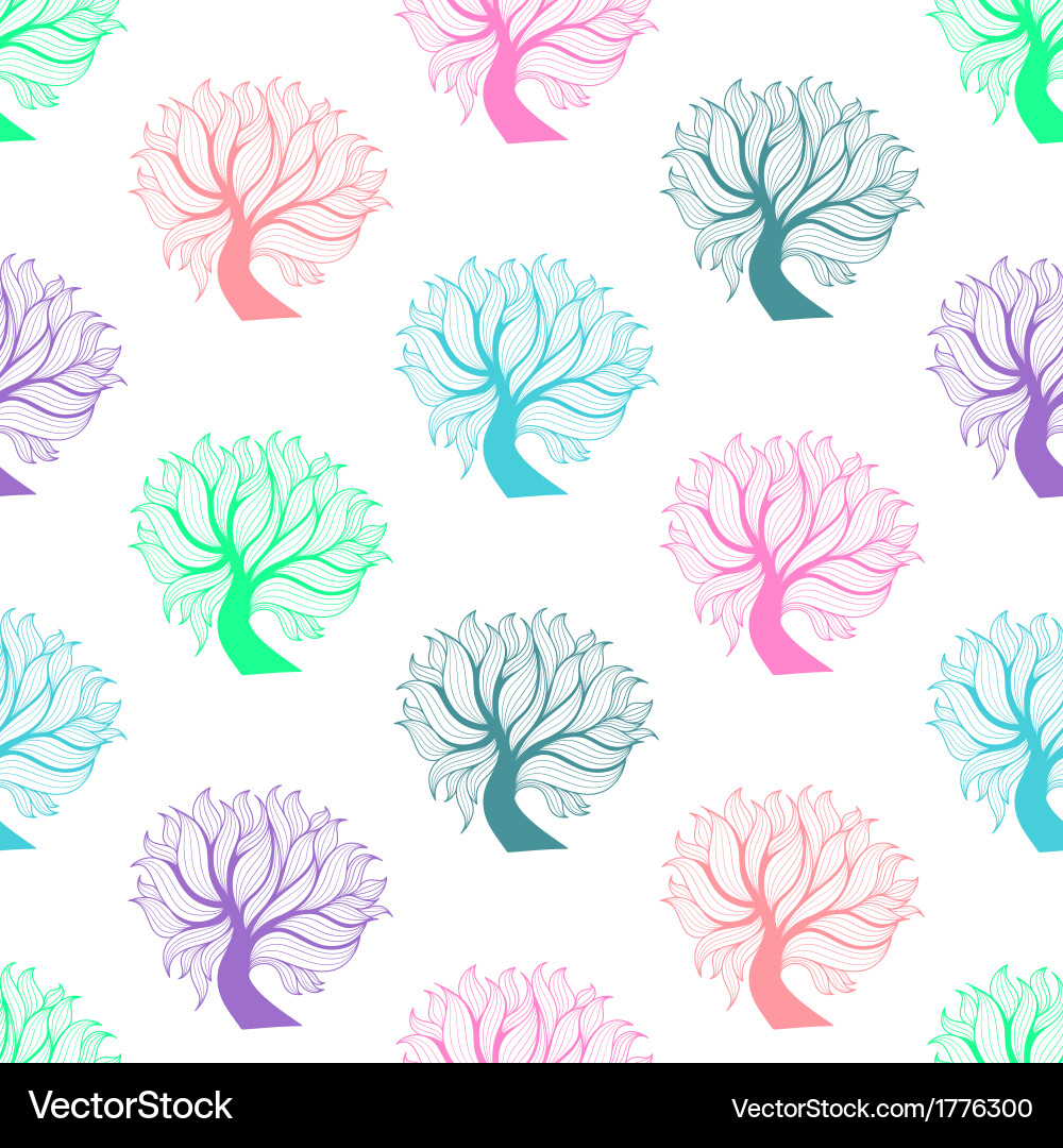 Seamless pattern colorful tree vector image