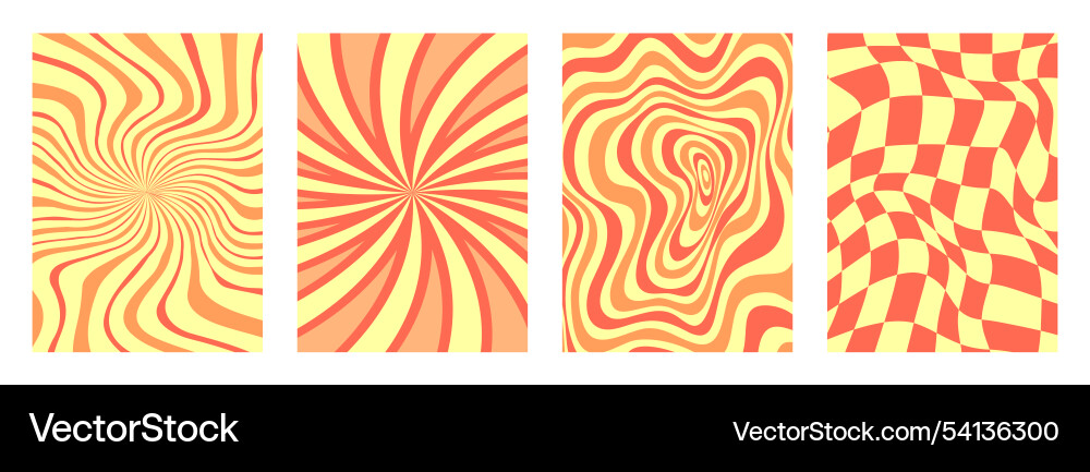 Set of y2k patterns posters with psychedelic Vector Image