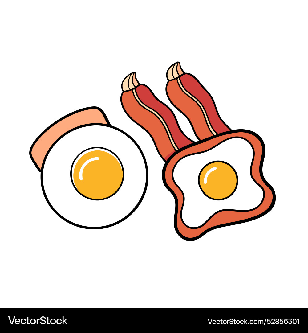 Bacon with corned beef hash and two fried eggs Vector Image
