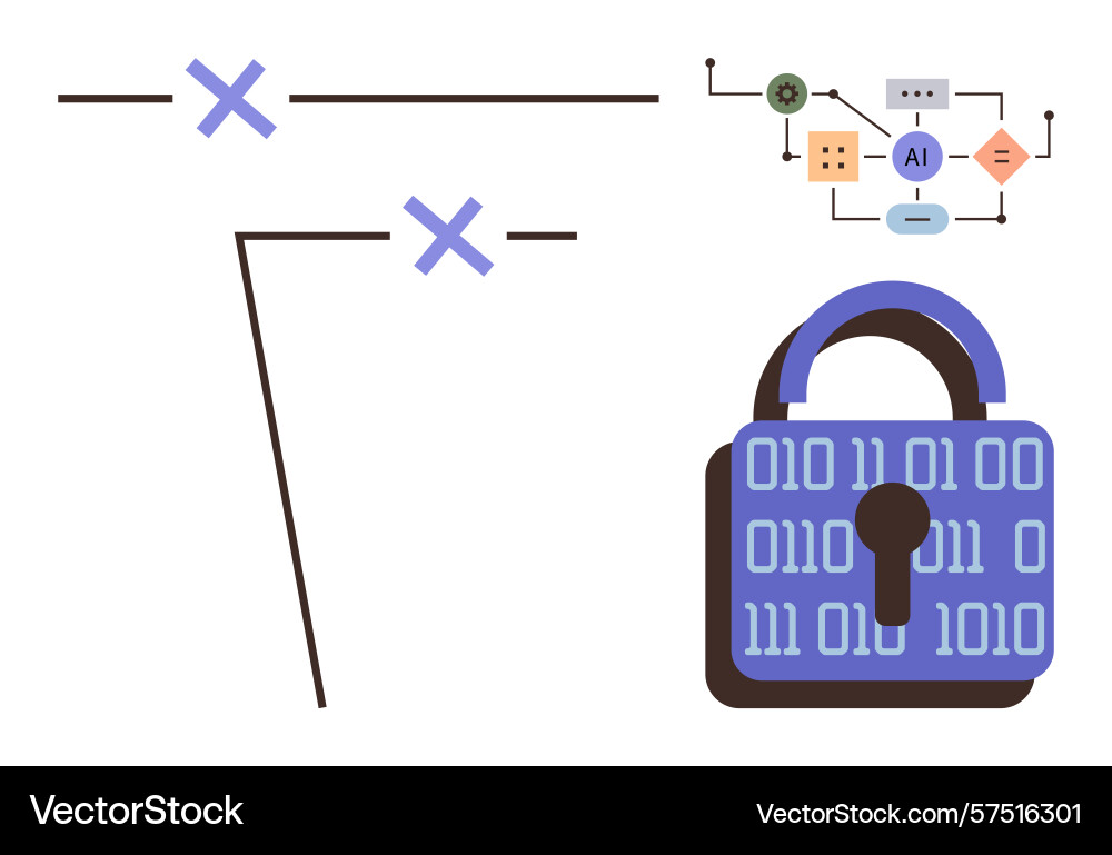 Cybersecurity and ai algorithm protection Cybersecurity and ai algorithm protection vector image