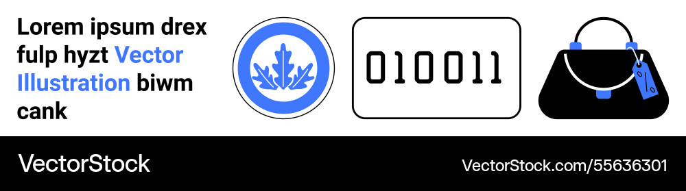 Digital badge binary code and handbag with tags Digital badge binary code and handbag with tags vector image
