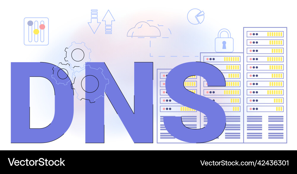 Dns domain name system server decentralized naming Dns domain name system server decentralized naming vector image