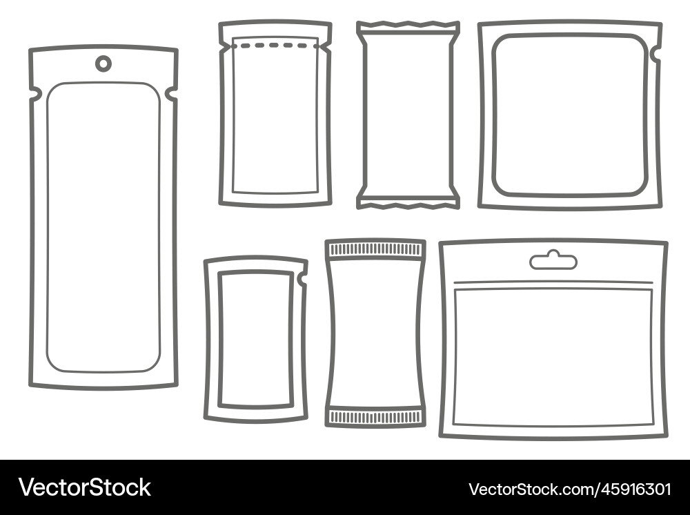 Plastic & Paper Sachet Icons vector image