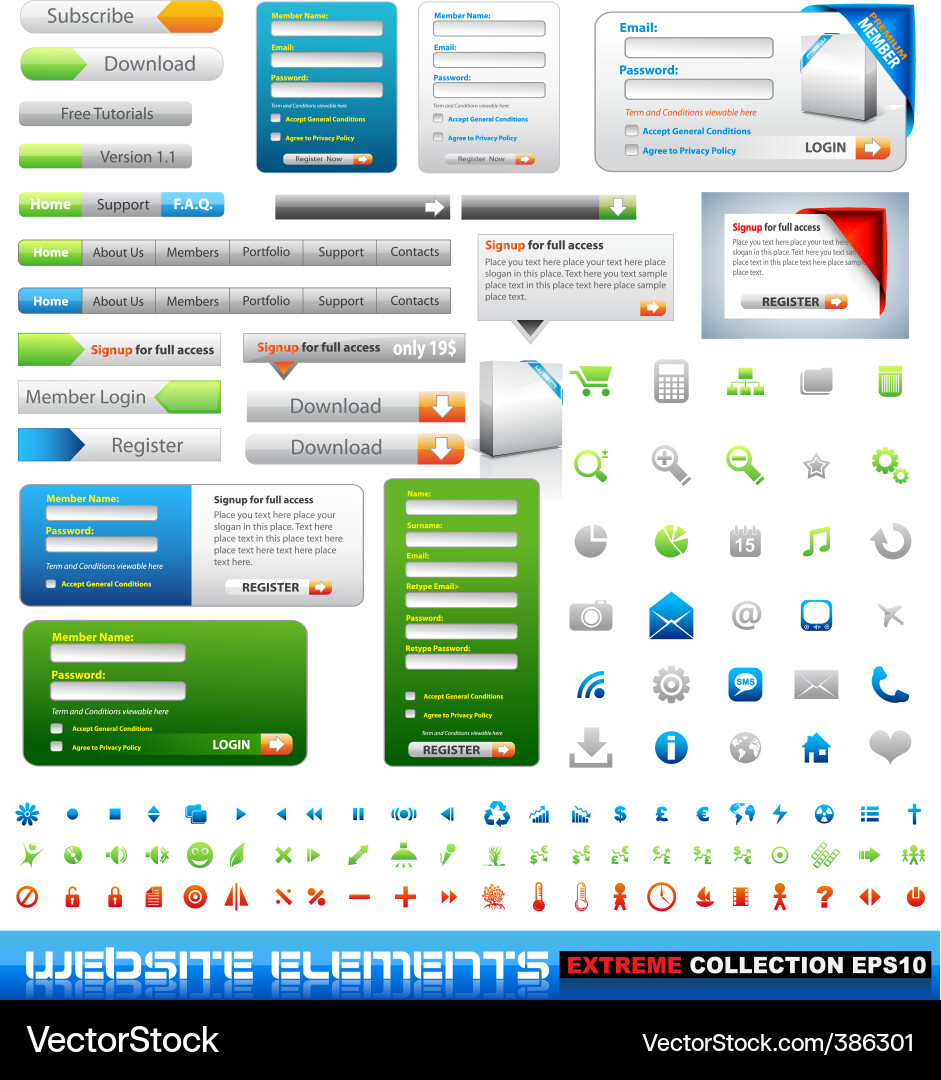 Web Interface Elements & Icons Vector Image