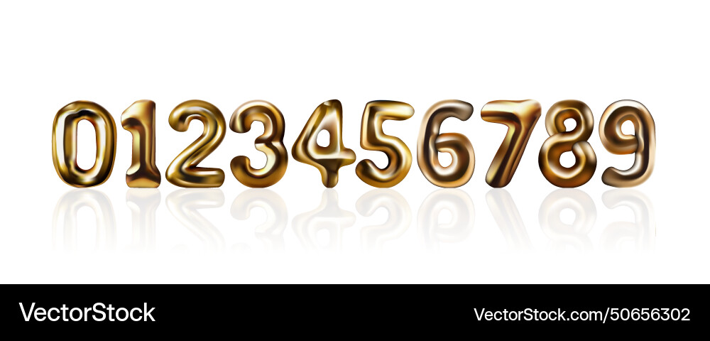 3d golden balloon numbers isolated on white back 3d golden balloon numbers isolated on white back vector image